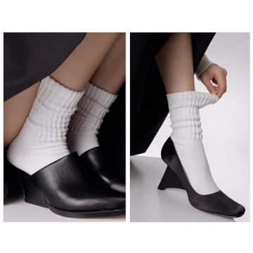 Slouchy White Crew Socks - Pack of 2 for Comfort