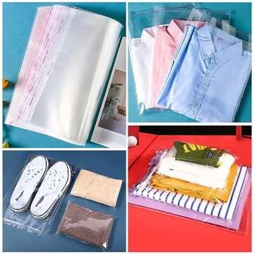 12x16 in 1000ct Large Clear Resealable Cellophane Bags for Packaging Products Self-sealing Gift Bags Self Adhesive Plastic Bags for Gifts,Clothes, Small Business, Thank you Stickers