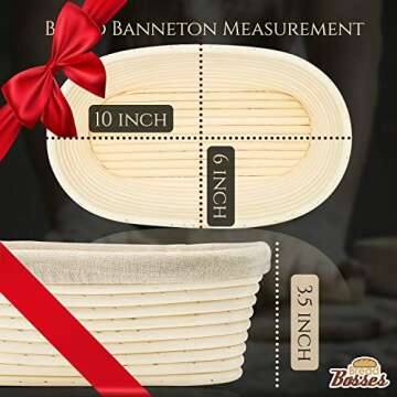 Oval Bread Banneton Proofing Basket - 10 Inch Baskets Sourdough Brotform Proofing Basket Set Banaton...