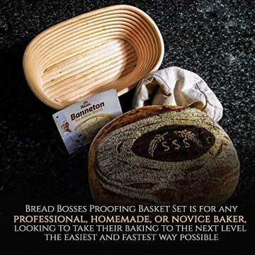 Oval Bread Banneton Proofing Basket - 10 Inch Baskets Sourdough Brotform Proofing Basket Set Banaton Towel for Baking Oval Proofing for Sourdough Bread Making Starter Jar Kit - Great As A Gift