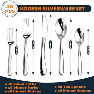 Silverware Set for 8 - Heavy Duty Stainless Steel Cutlery