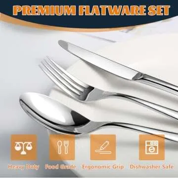Premium Stainless Steel Silverware Set for 8 - Dishwasher Safe