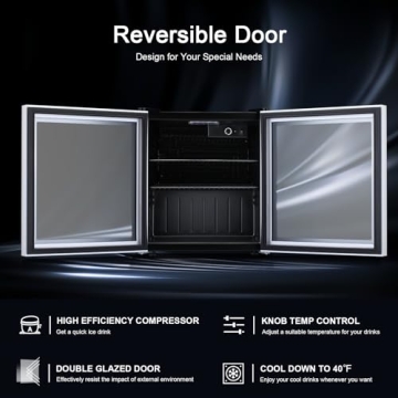 Antarctic Star Mini Fridge Cooler - 60 Can Beverage Refrigerator Glass Door for Beer Soda or Wine –Small Drink Dispenser Machine Removable for Home, Office or Bar, 1.6cu.ft.