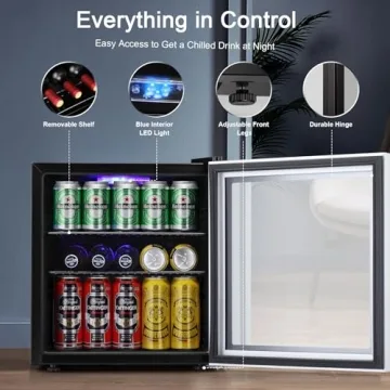 Antarctic Star Mini Fridge Cooler - 60 Can Beverage Refrigerator Glass Door for Beer Soda or Wine –Small Drink Dispenser Machine Removable for Home, Office or Bar, 1.6cu.ft.