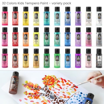 ARTEZA 32 Washable Tempera Paint Set for Creative Kids