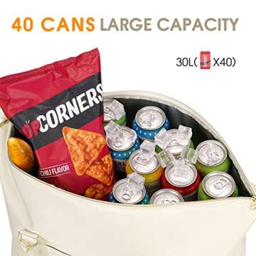 Ceneda Large Cooler Bag 40 Can Insulated Soft Cooler Leakproof Cooler Tote Bag Beach Travel Camping ...