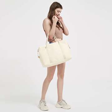 Ceneda Large Cooler Bag 40 Can Insulated Soft Cooler Leakproof Cooler Tote Bag Beach Travel Camping Lunch Bag for Women and Men (Beige)