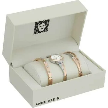 Elegant Anne Klein Crystal Bangle Watch Set for Women
