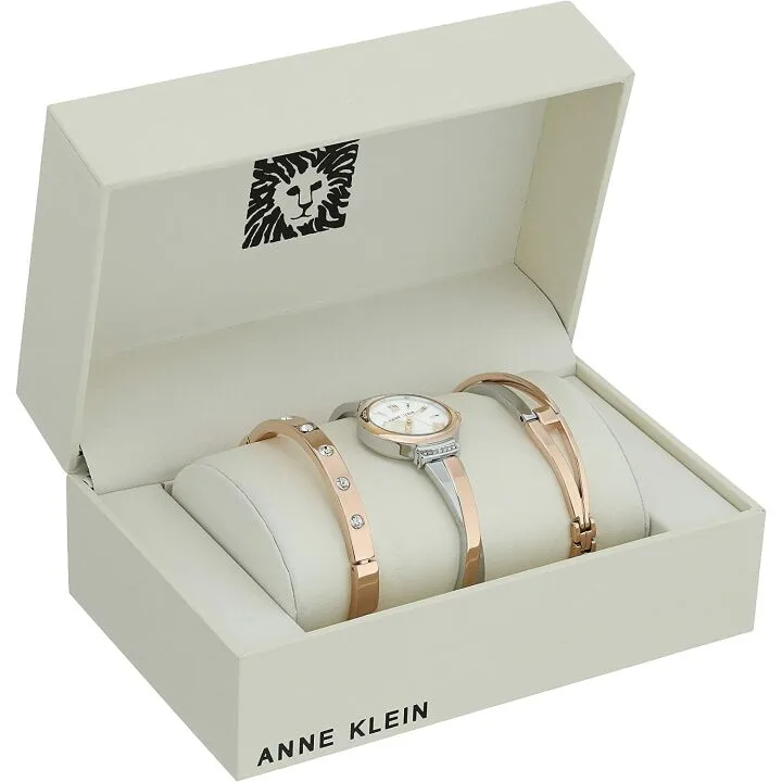 Elegant Anne Klein Crystal Bangle Watch Set for Women