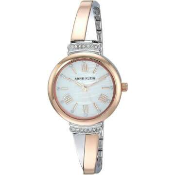 Elegant Anne Klein Crystal Bangle Watch Set for Women