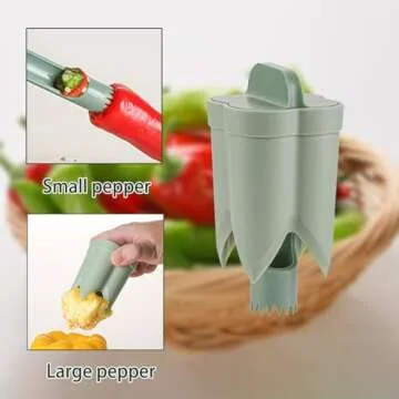 Pepper Seed Corer Remover - 2025 Upgraded 2-in-1 Bell Pepper Cutter & Deseeder: Effortlessly Streamline Your Kitchen Prep for Faster, More Efficient, & Hassle-Free Meal Prep (1, Green)