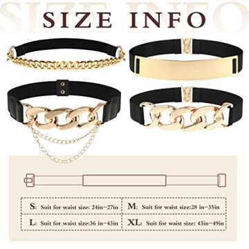 Versatile 4 Piece Gold Belt Set for Women