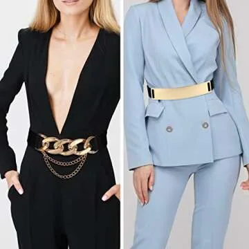 Versatile 4 Piece Gold Belt Set for Women