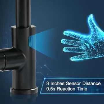 GIMILI Glossy Black Touchless Kitchen Faucets with Pull Down Sprayer Single Handle Spring Kitchen Faucet