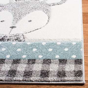 SAFAVIEH Carousel Kids Collection Area Rug - 5'3" x 7'6", Grey & Ivory, Animal Design, Non-Shedding & Easy Care, Ideal for High Traffic Areas for Boys & Girls in Playroom, Nursery, Bedroom (CRK188B)