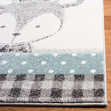 SAFAVIEH Carousel Kids Collection Area Rug - 5'3" x 7'6", Grey & Ivory, Animal Design, Non-Shedding & Easy Care, Ideal for High Traffic Areas for Boys & Girls in Playroom, Nursery, Bedroom (CRK188B)