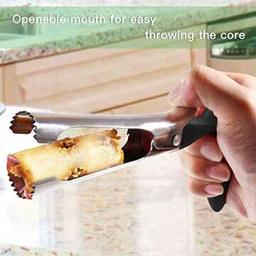 wertyu Apple Corer, Premium Stainless Steel Kitchen Gadget Tool Fruit Seeder Apple Corer Remover, Stainless Steel Apple or Pear Core Remover Tool for Home-Kitchen with Sharp Serrated Blade, Black