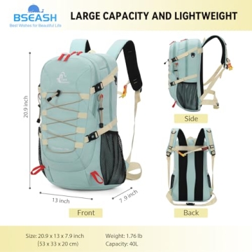 Bseash 40L Waterproof Hiking Backpack for Outdoor Adventures