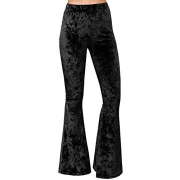 Daisy Del Sol Crushed Velvet High Waisted Comfy Soft Stretch 70s Yoga Loungewear Bell Bottom Flare Pants