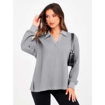 Oversized Sweatshirt for Women V Neck Fall Sweatshirts Long Sleeve Pullover Tops Fashion Outfits Y2k...