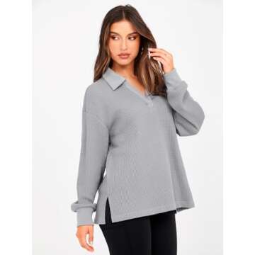 Oversized Women's Sweatshirt V Neck Fall Fashion Pullover
