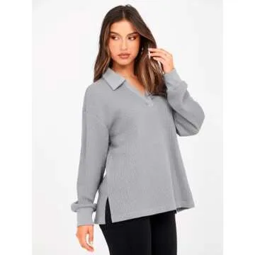 Oversized Women's Sweatshirt V Neck Fall Fashion Pullover