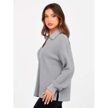 Oversized Women's Sweatshirt V Neck Fall Fashion Pullover