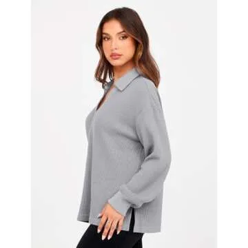 Oversized Women's Sweatshirt V Neck Fall Fashion Pullover
