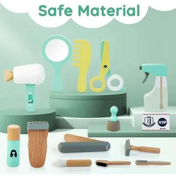 Kids Hair Salon Playset - 18 PCS Wooden Makeup Toy