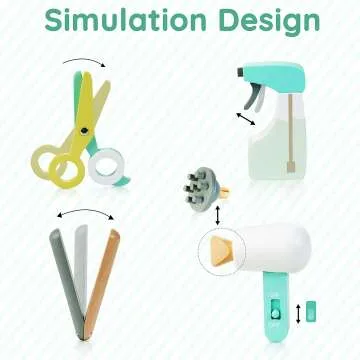 Kids Hair Salon Playset - 18 PCS Wooden Makeup Toy