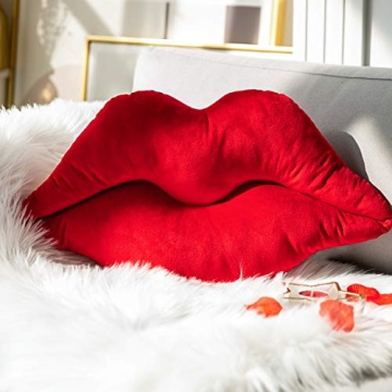 Red Lip Shaped Throw Pillow for Fun Home Decor