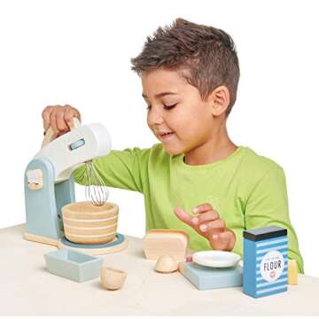 Tender Leaf Toys - Mini Chef Home Baking Set - 27 Pcs Wooden Baker's Mixing Set - Classic Toy for Pr...