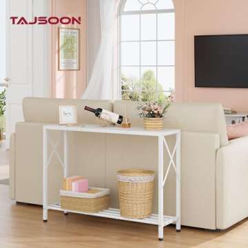 Tajsoon Console Table 41.8”, 2-Tier Entryway Table Narrow Sofa Table with Shelves, Entrance Table ...