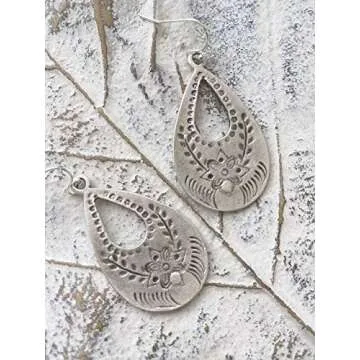 Stunning Antique Silver Plated Teardrop Earrings for Women