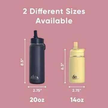 Hydrapeak 14oz Kids Insulated Water Bottle with Straw Lid, Bubblegum, 14.0 fl oz, Stainless Steel, Thermos