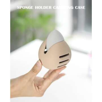 FVION Trendy Makeup Sponge Holder - Silicone Beauty Blender Holder, Silky Smooth Makeup Sponge Case, Beauty Blender Travel Case - Makeup Sponge Container (Khaki)