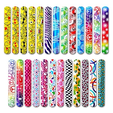 50-Piece Slap Bracelets for Kids | Colorful Party Favors for Ages 4-12 | Ideal Goody Bag Stuffers an...