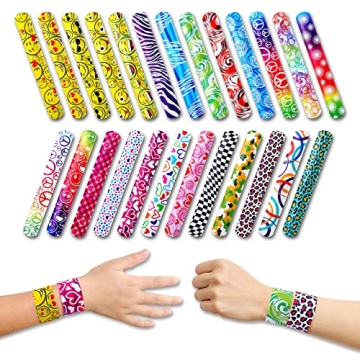 50-Piece Slap Bracelets for Kids, Fun Party Favors