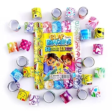 50-Piece Slap Bracelets for Kids, Fun Party Favors