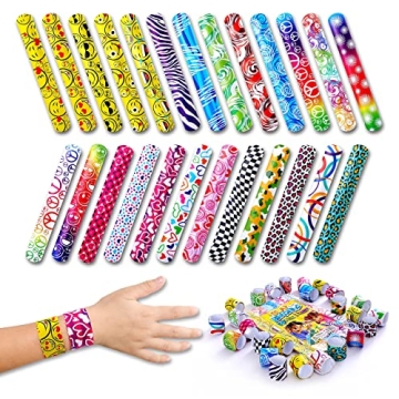 50-Piece Slap Bracelets for Kids, Fun Party Favors