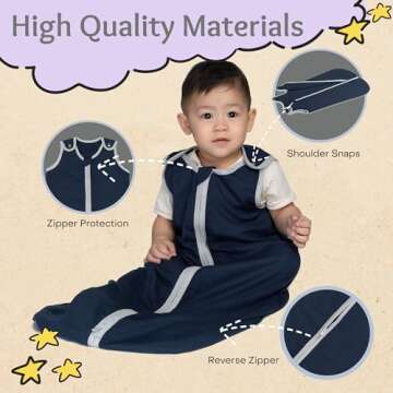 baby deedee Sleep Nest Air TOG 0.5 | 72% Viscose from Bamboo and 28% Cotton Sleep Sack, Reverse Zipper Wearable Blanket for Baby - Toddler Sleeping Bag, Storm, Large (18-36 Months)