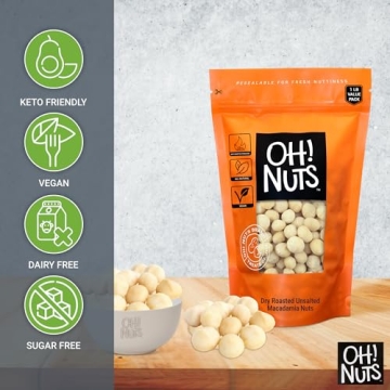 Premium Dry Roasted Unsalted Macadamia Nuts 1 lb