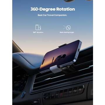 Car Cell Phone Mount, Lamicall Air Vent Clip Holder, Universal Stand Hands Free Cradle Compatible with Phone 12 Mini 11 Pro Xs Xs Max Xr X 8 7 6 6s Plus SE and Other 4.7-6.5'' Smartphones - Silver