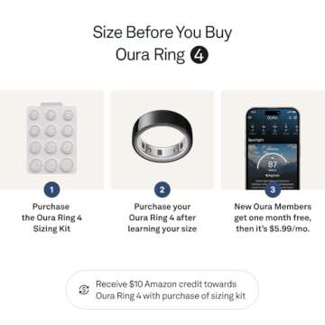 Oura Ring 4 - Black - Size 9 - Smart Ring - Size First with Oura Ring 4 Sizing Kit - Sleep Tracking Wearable - Heart Rate - Fitness Tracker - Up to 8 Days of Battery Life