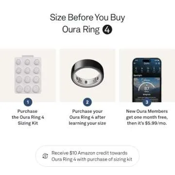 Oura Ring 4 - Black - Size 9 - Smart Ring - Size First with Oura Ring 4 Sizing Kit - Sleep Tracking Wearable - Heart Rate - Fitness Tracker - Up to 8 Days of Battery Life