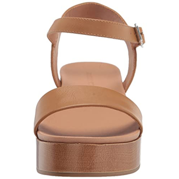Amazon Essentials Women's Two Band Flatform Sandal, Cognac, 6.5