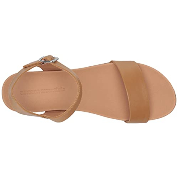 Amazon Essentials Women's Two Band Flatform Sandal, Cognac, 6.5