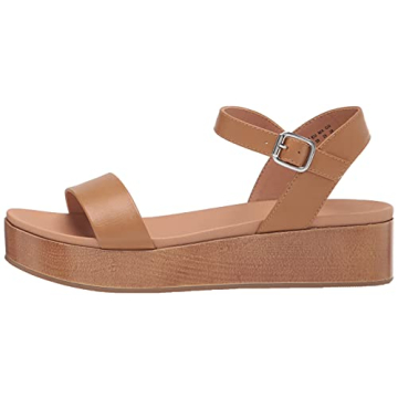 Amazon Essentials Women's Two Band Flatform Sandal, Cognac, 6.5