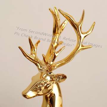 Elegant Gold Sika Deer Couple Statues for Home Décor