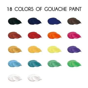HIMI Gouache Paint Set Jelly Cup 18 Vibrant Colors Non Toxic Paints with Portable Case Palette for A...